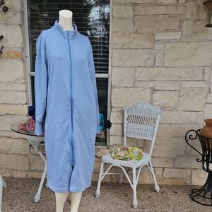 Duluth Trading Co Souped Up Zip-Up Light Blue Fleece Robe Coat M